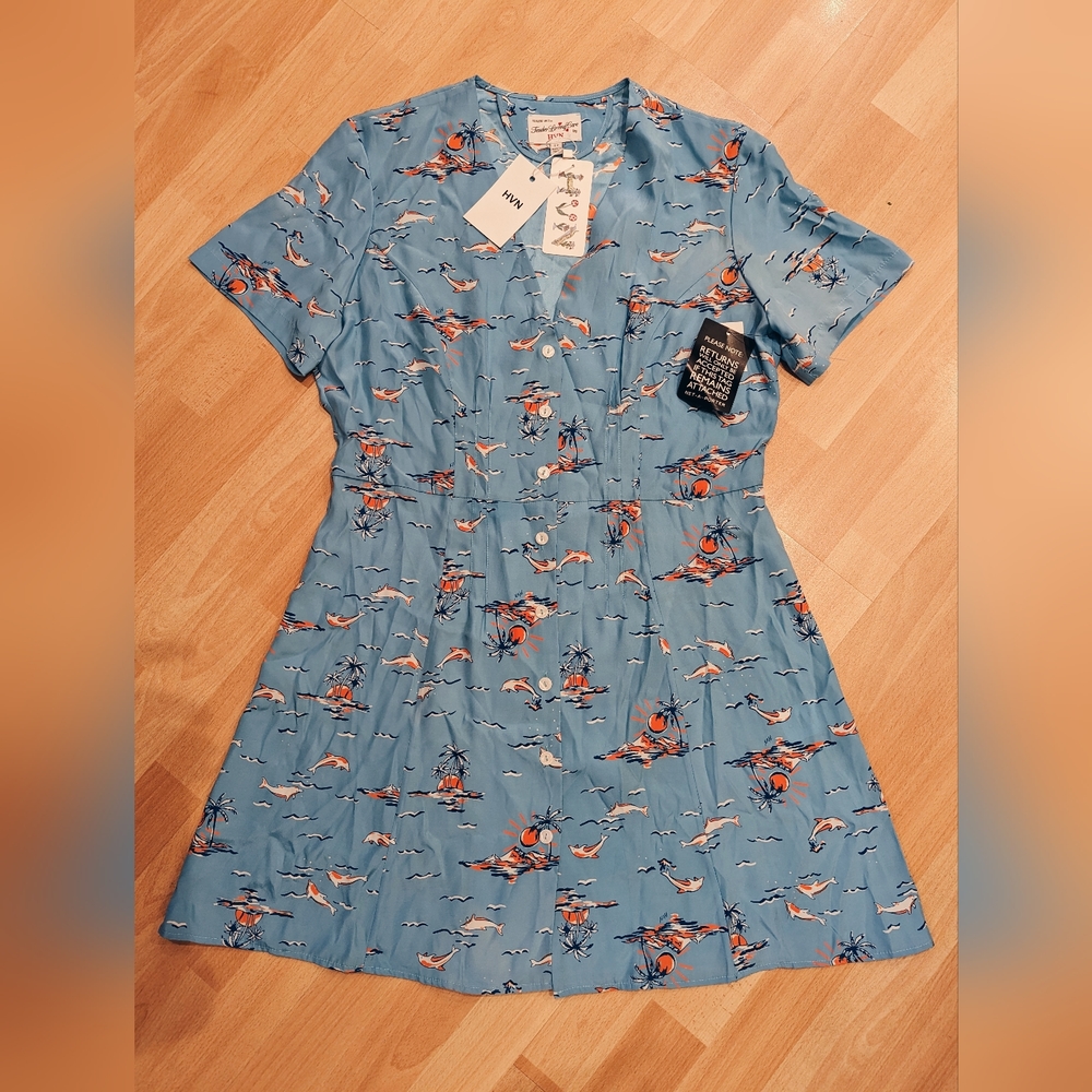 NWT - HVN mini rosemary dress - turquoise size 12 - designer